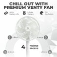 thumbnail image 2 of VENTY Portable Fan - Wireless Battery Operated Fan, 48HR Run Time 16000MAH Oscillating Rechargeable Fan, Remote Control & LED Lighting, Folding Telescopic Camping Fan (White with Case), 2 of 7