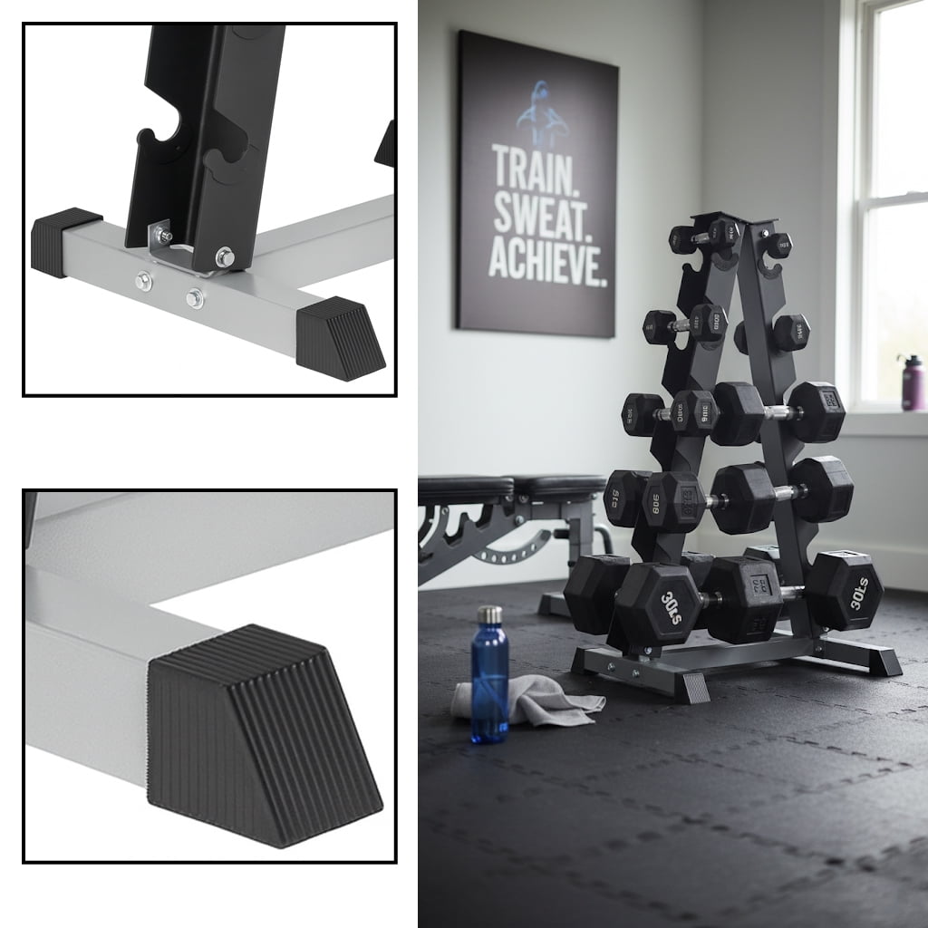 Maximize Floor Space with Our A-Frame Dumbbell Rack Stand - Solid Construction, Anti-Scratch, Holds 6 Pairs