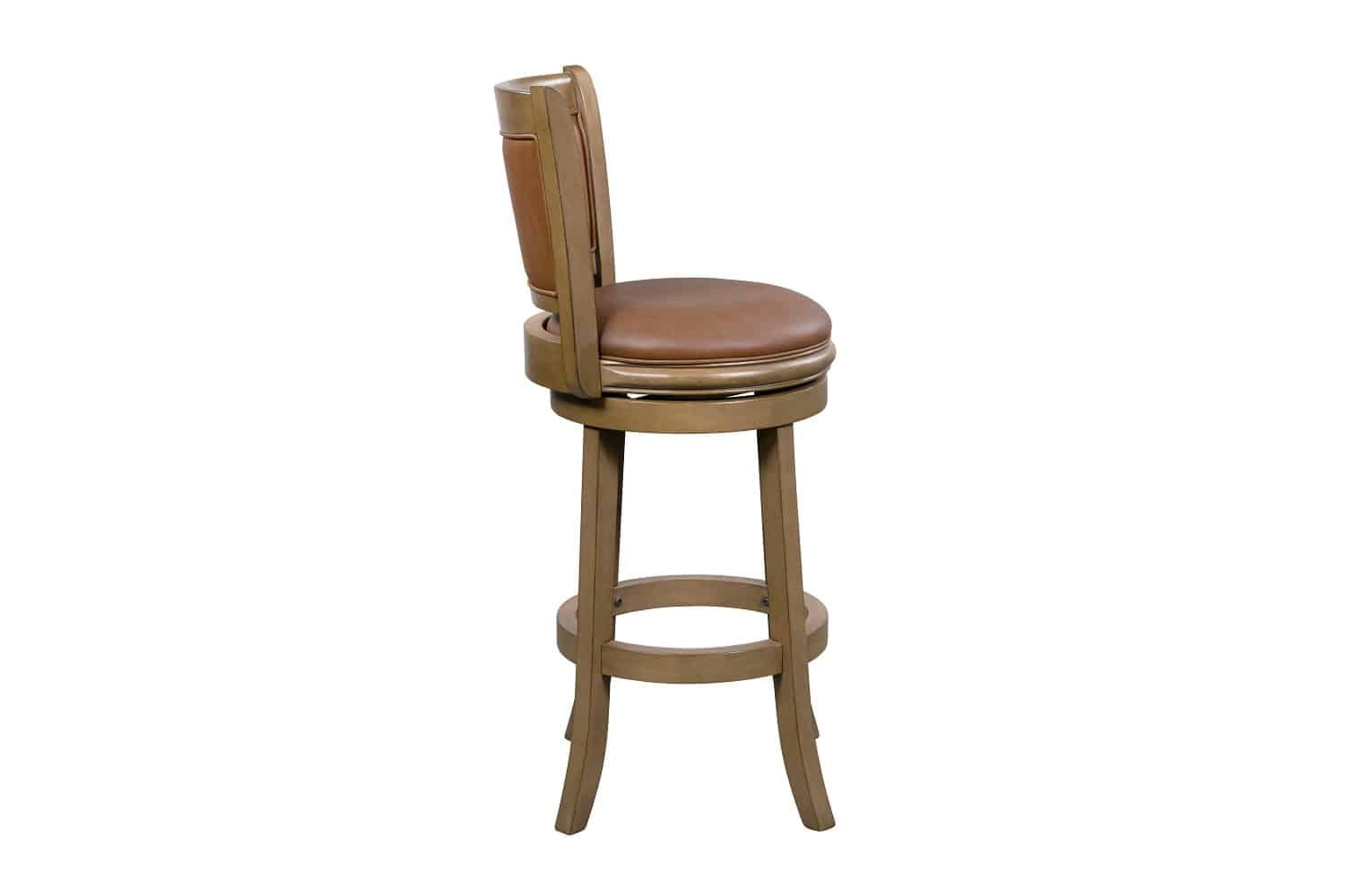 Boraam Augusta 26in Counter Height Swivel Wood Kitchen Bar Stool, Distressed Sandrift