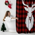 thumbnail image 5 of Christmas Reindeer Bathroom Shower Curtain Red Black Stripes Winter Vintage Texture Waterproof Washable Shower Curtains for Bathtub Bath Decor with Grommets and Hook 54 X 78 Inch, 5 of 8