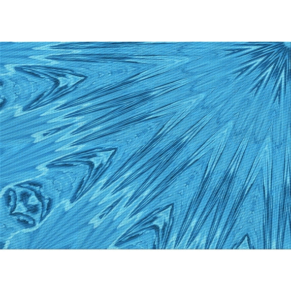 Ahgly Company Indoor Rectangle Patterned Neon Blue Area Rugs, 2' x 3'