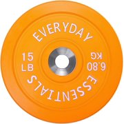 BalanceFrom Color d Olympic Bumper Plate Weight Plate with Steel Hub, Singles or Sets or Sets with 7FT Olympic Barbell, Multiple Packages Colored 15lbs