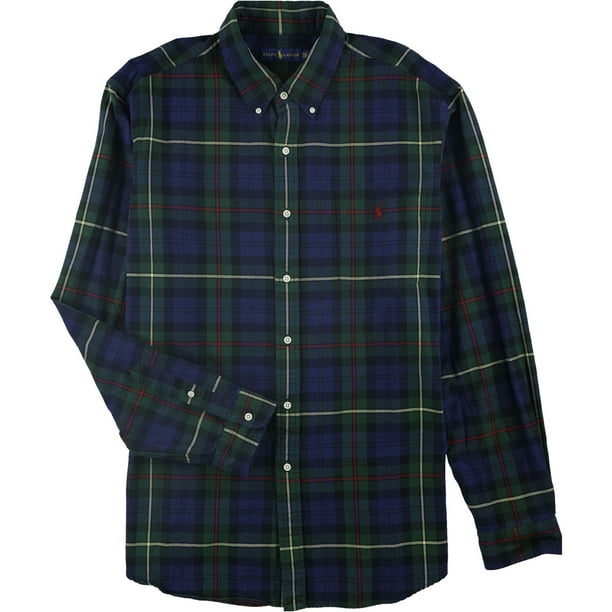 Ralph Lauren Camisa a cuadros para hombre color azul XXL Ralph Lauren Botones al frente Walmart en linea