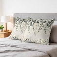thumbnail image 6 of 16x16 Pillow Covers Set of 2, Green Eucalyptus Square Throw Pillow Covers for Couch/Sofa/Living Room, Farmhouse Weeping Leaves on Linen Decorative Soft Pillowcases for Couch Throw Pillows, 6 of 9