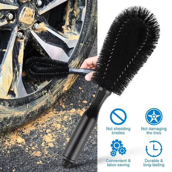 10.6" Car Wheel Cleaning Brush Tool Tire Washing Clean Soft Bristle Cleaner Usa
