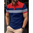 thumbnail image 5 of New Summer Men Short Sleeved Polo Shirt Fashion Splice Stripe Printing T-Shirt Men's Breathable Shirt Party Men Clothing Top, 5 of 5