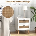 thumbnail image 5 of Spaco Modern End Table Bedside Table with 2 Rattan Decorated Drawers-White, End Table, 5 of 7