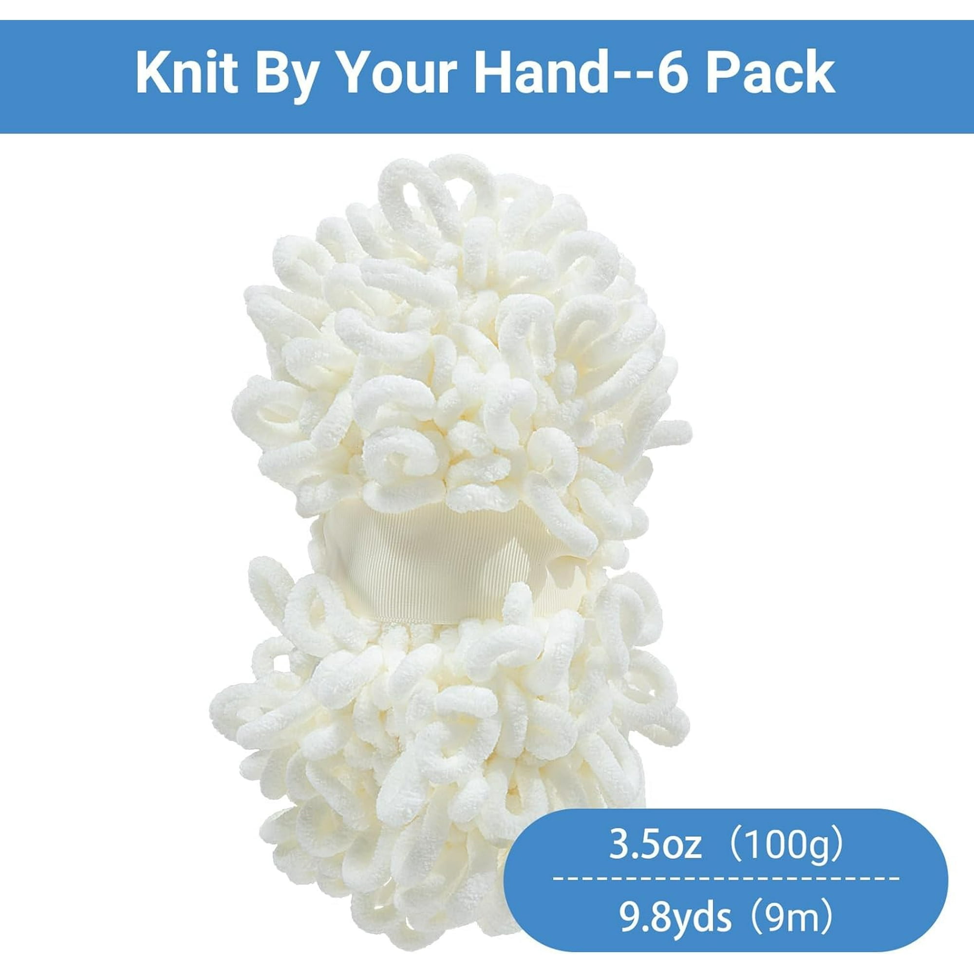 6/12 Skein Bulky Loop Yarn for Finger Knitting Soft,Off The Hook Loop Yarn,No-Needle Craft Chenille Yarn for Crocheting,Royal Blue Hand-Knitting Yarn