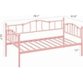 thumbnail image 2 of Senfot Twin Size Daybed Frame, Metal Platform Sofa Bed with Headboard, 12” Storage, No Box Spring Needed, Heavy Duty Steel Slats, Pink, 2 of 7