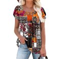 thumbnail image 1 of Ovbmpzd Hauts Tendance pour Femmes Manches Pétales 2025 Rétro Rouge Été Smocké Imprimés Graphiques Blouses Débardeurs Femmes G, 1 of 5