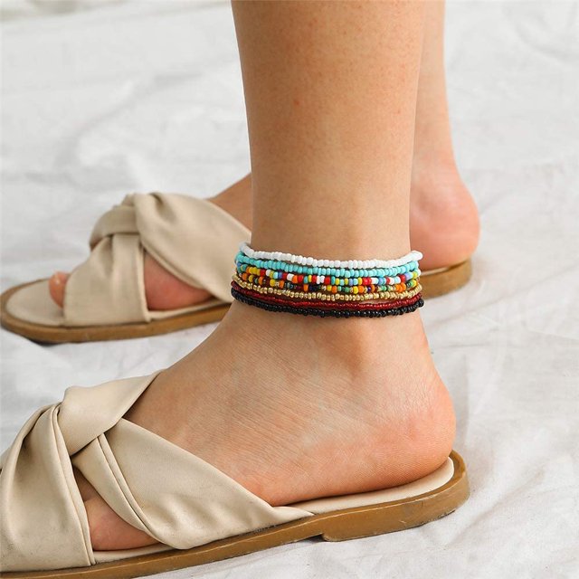 Tobillera bohemia para mujeres adolescentes tobilleras elásticas hechas a mano para mujeres joyería de pie de verano TUNC Sencillez
