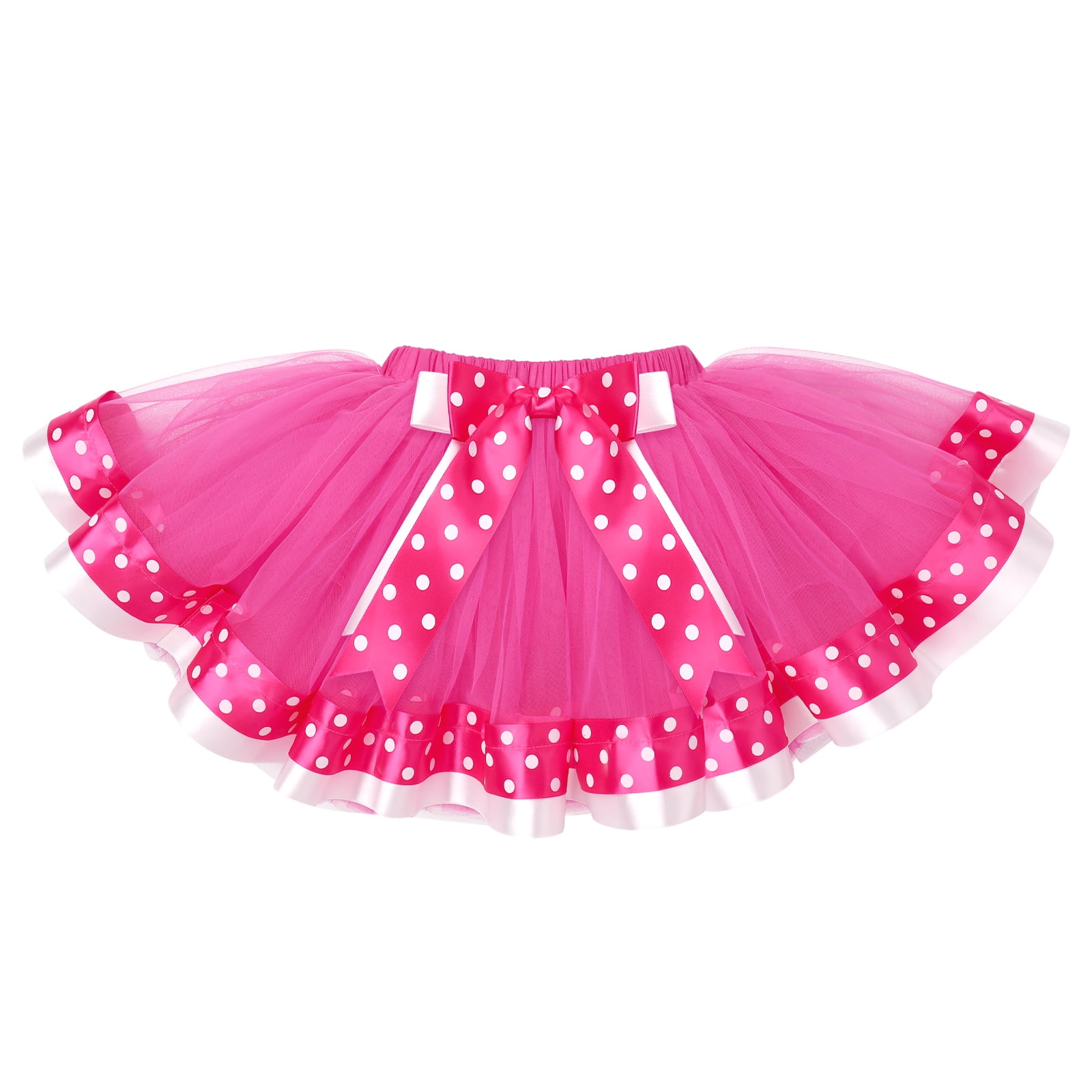 IBTOM CASTLE Toddler Girls Birthday Outfit Polka Dots Tops Tutu Skirt Mouse Ears Headband for Cake Smash Photo Shoot 3 Years Hot Pink - Bowknot