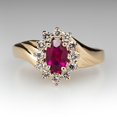 thumbnail image 2 of Oval Cut Ruby And Diamond Halo Engagement Ring 14k Solid Yellow Gold, 2 of 6