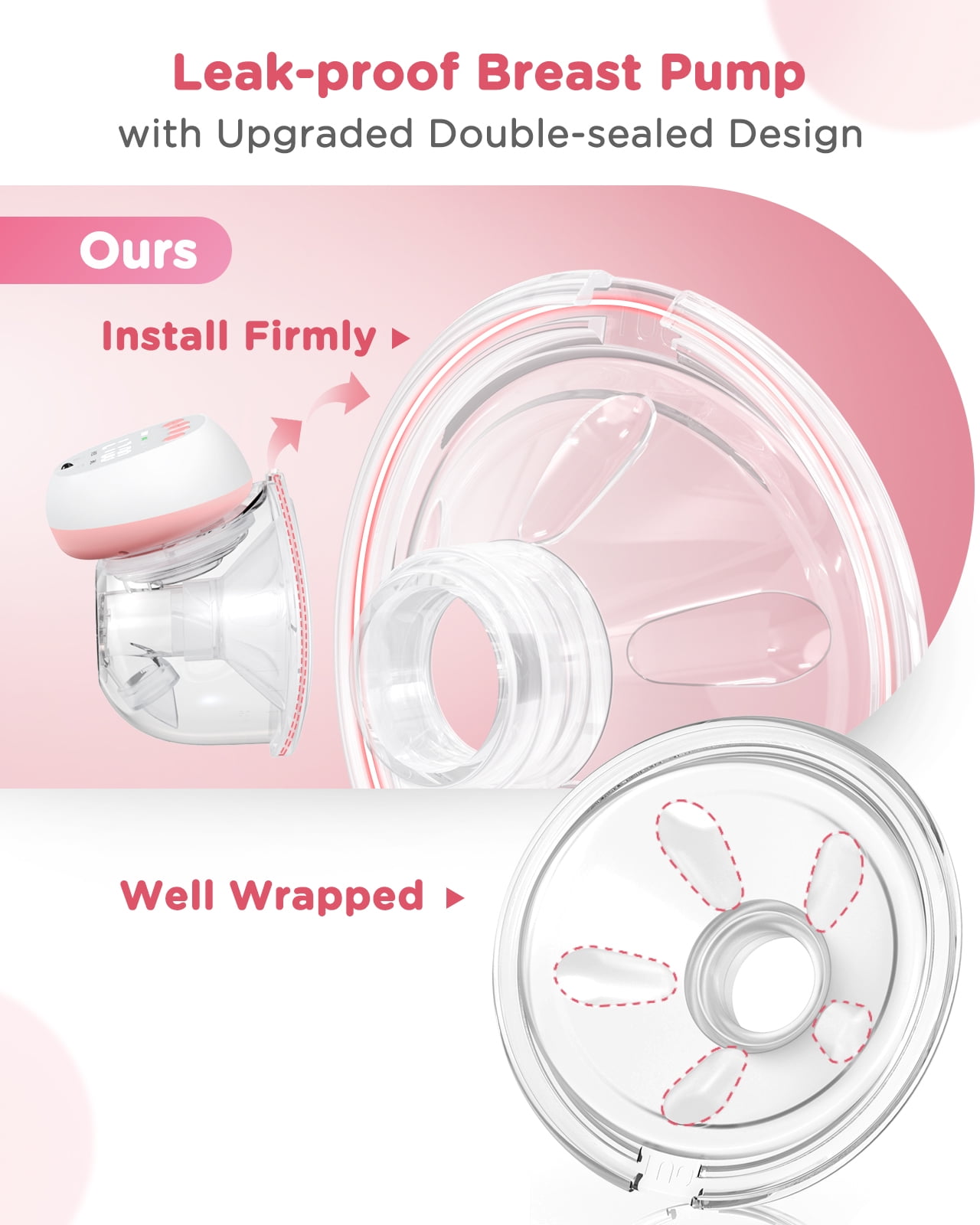 Totmizby Hands Free Wearable Breast Pump - 12 Levels & 3 Modes Electric Breast Pump with Remote Control, 140° Soft Silicone Cups, 1200mAh Rechargeable Battery (2 Pack, Pink)