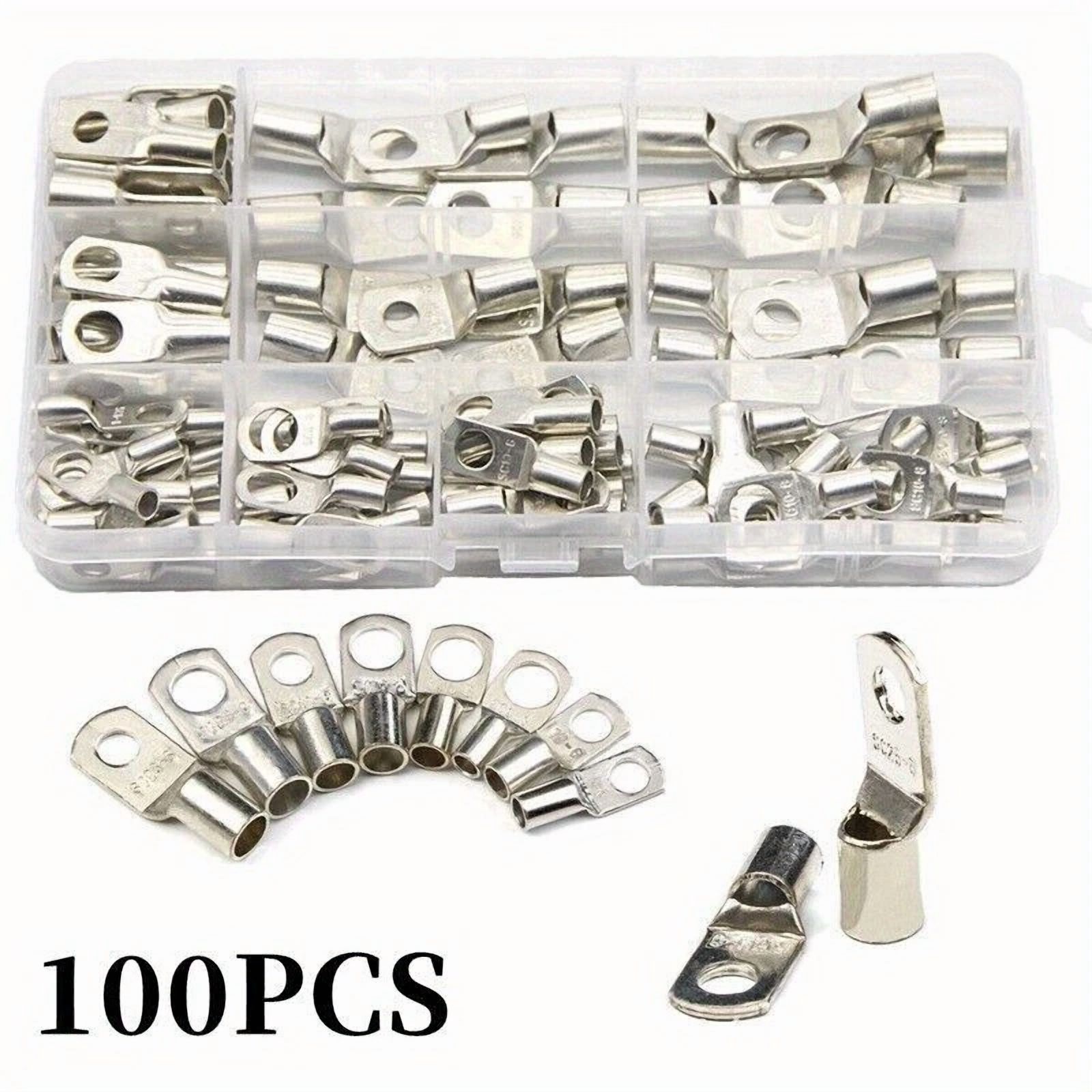 CRESTIN- 240Pcs Cable Lugs Battery Copper Ring Crimp Terminals Electrical Wire Connectors