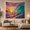 Sunset Wave, variant on Tropical Sunrise Over Ocean Beach with Palm Trees, Serene Coastal Scene for Beach Lovers, Coastal Home Decor Housewarming Gift Tapestry Wall Hanging for Bedroom, Living Room and Dorm