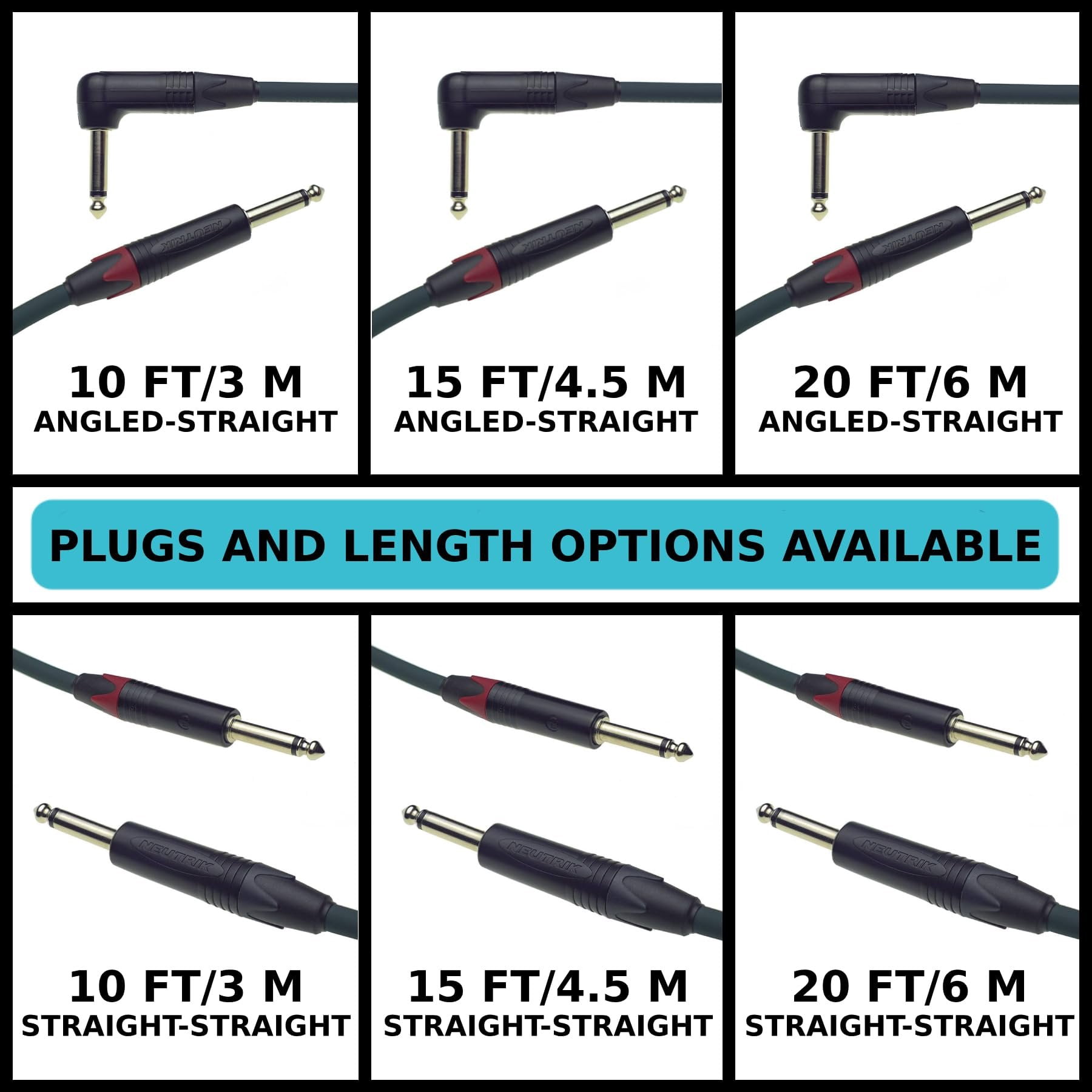 Evidence Audio The Reveal Instrument Cable Straight to Straight Plugs 20 feet 6 m
