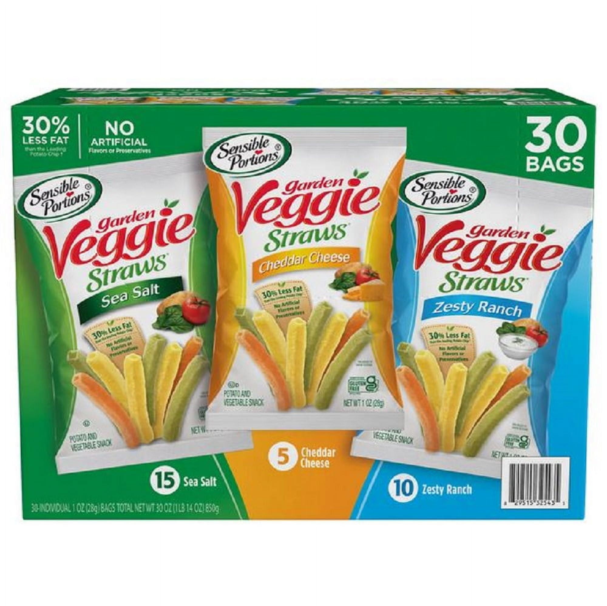 Garden Veggie Snack Straws Shape Chips Variety Pack, 30 Count