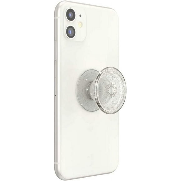 with Swappable Top for Phones and Tablets - Clear Glitter Silver
