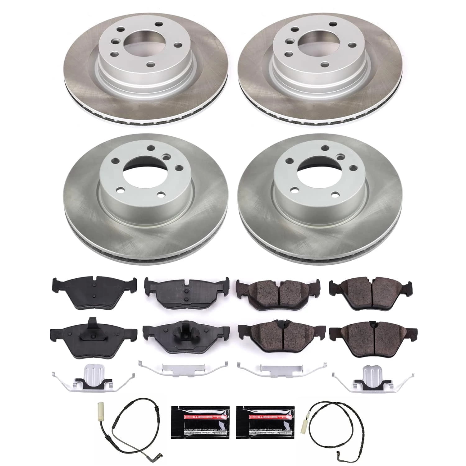 PowerStop Front and Rear Semi-Coated Rotor and Low-Dust Ceramic Brake Pad Kit SC4106