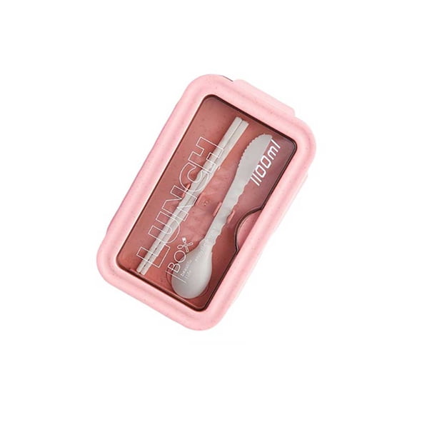 Bearachild Fiambrera de 1100ml para el hogar, oficina, viaje, Camping, senderismo, Picnic, comida, frutas, sándwich, contenedor, palillos Almacenamiento y organización del hogar Rosado