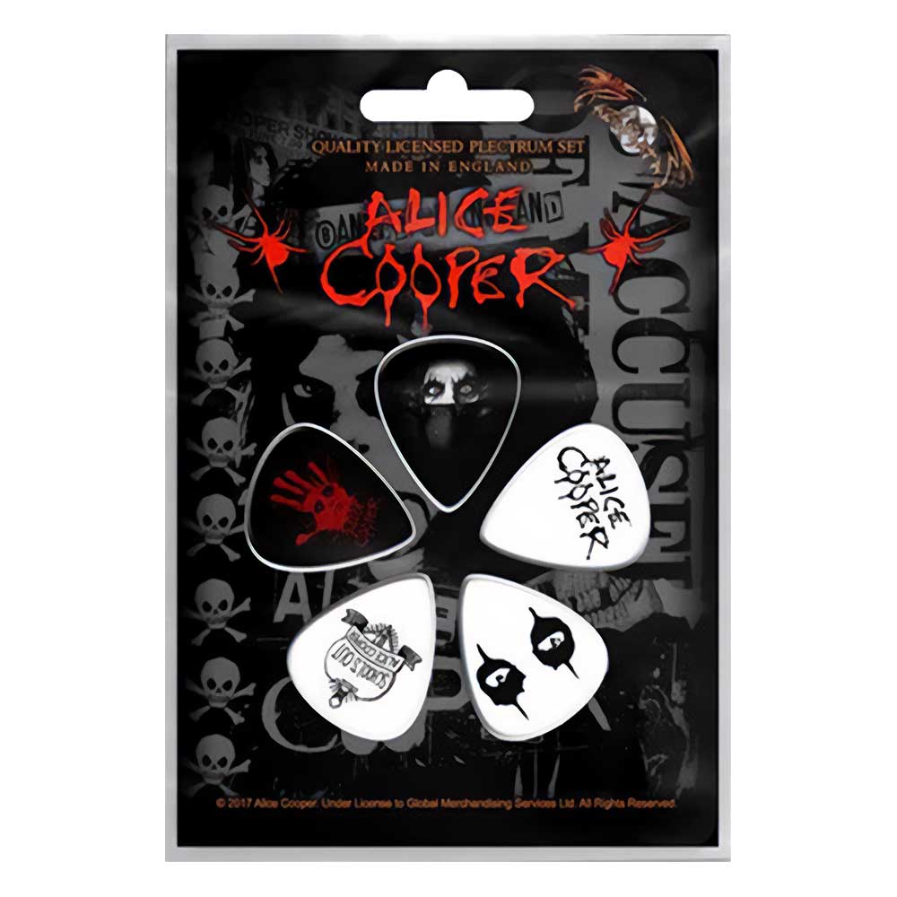 Alice Cooper Officially Licensed Gift Set - 1 Back Patch, 1 Standard Woven Patch, 1 Set of five Guitar Picks
