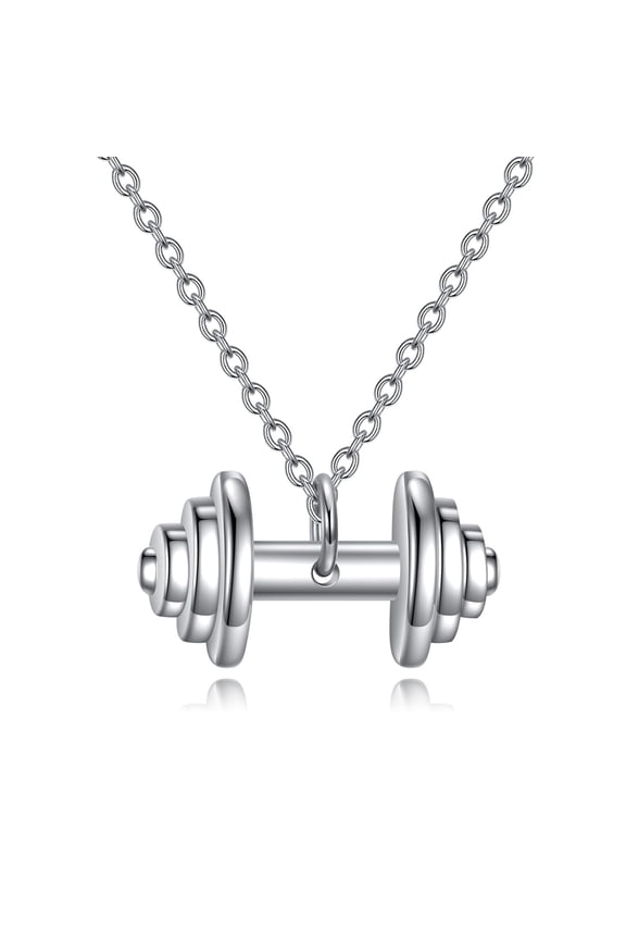 Dumbbell Pendant Necklace for Men Barbell Necklace 925 Sterling Silver Men Punk Jewelry Fitness Gym Weight Lifting Necklace (B-Dumbbell Necklace)