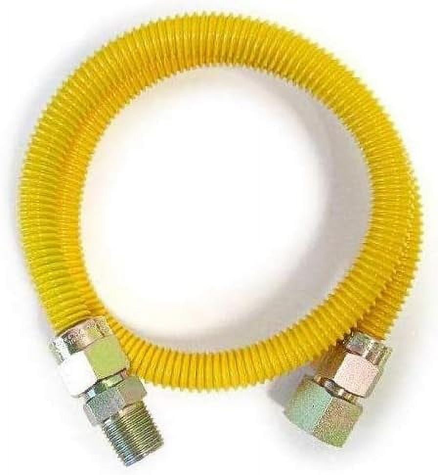 GraceHome-US 18-Inch Yellow Epoxy Coated SS Corrugated Gas Flex Connector (3/4" MIP x 3/4" FIP, 5/8" OD) - Flexible Natural Gas Line for Water Heater, Range, Dryer, Stove, Grill