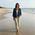 thumbnail image 5 of DIOAZUD Linen Cardigans for Women 3/4 Sleeve Button Down Cardigan Solid Color Lightweight Cover up for Vacation and Beach, 5 of 5