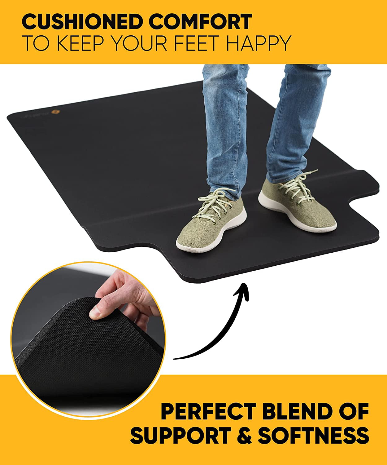 Anti-Fatigue Standing Office Chair Mat for Hardwood Floor with Cushioned  Foam Foot Support, 48” x 36” Desk Chair mat, Scratch Resistant and  Waterproof