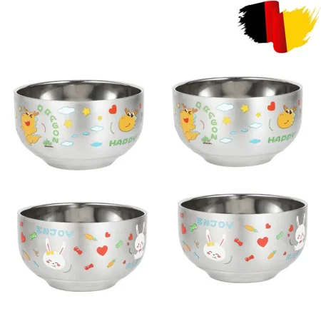 

4 pieces stainless steel bowl double-walled insulated snack bowls