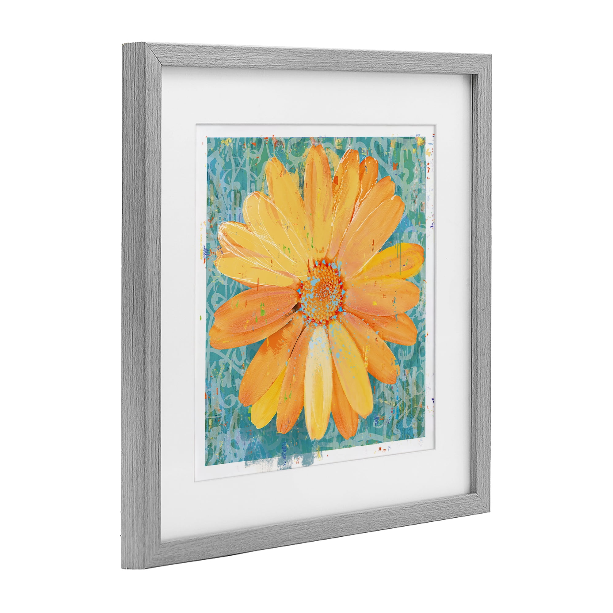 Stupell Industries Urban Daisy over Graffiti Gray Framed Print Under Glass, design by Porter Hastings