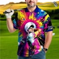 thumbnail image 6 of HOMYGIFTS Men’s Pop Art Neon Grunge Golf Polo – Graffiti Spray & Metallic Sunburst, 6 of 9