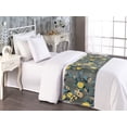 thumbnail image 2 of Floral Boho Bed Runner, Summer Vibes Drawn Flowers and Leaves Greenery on Rustic Back Print, Decorative Accent Bedding Scarf for Hotels Homes & Guest Rooms, Twin, Yellow Dark Turquoise, by Ambesonne, 2 of 3