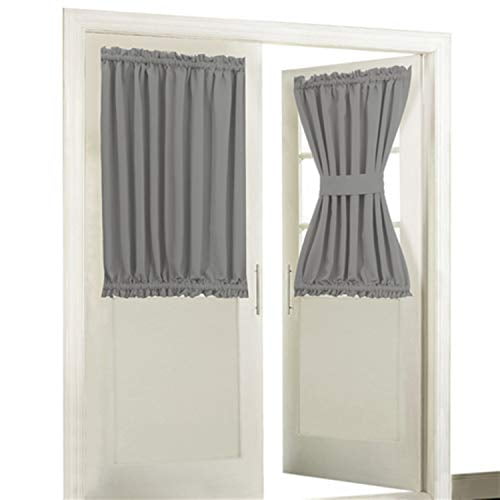 Aquazolax Blackout Rod Pockets Door/Window Curtain Back Door Side Panels for Privacy - 54W x 40L Blackout Window Treatment Curtains Drapery for French Door - 1 Panel, Grey