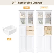 Homfa 67 Tall Bathroom Cabinet, White Linen Cabinet with Doors and Removable Drawers, Kitchen Cupboard