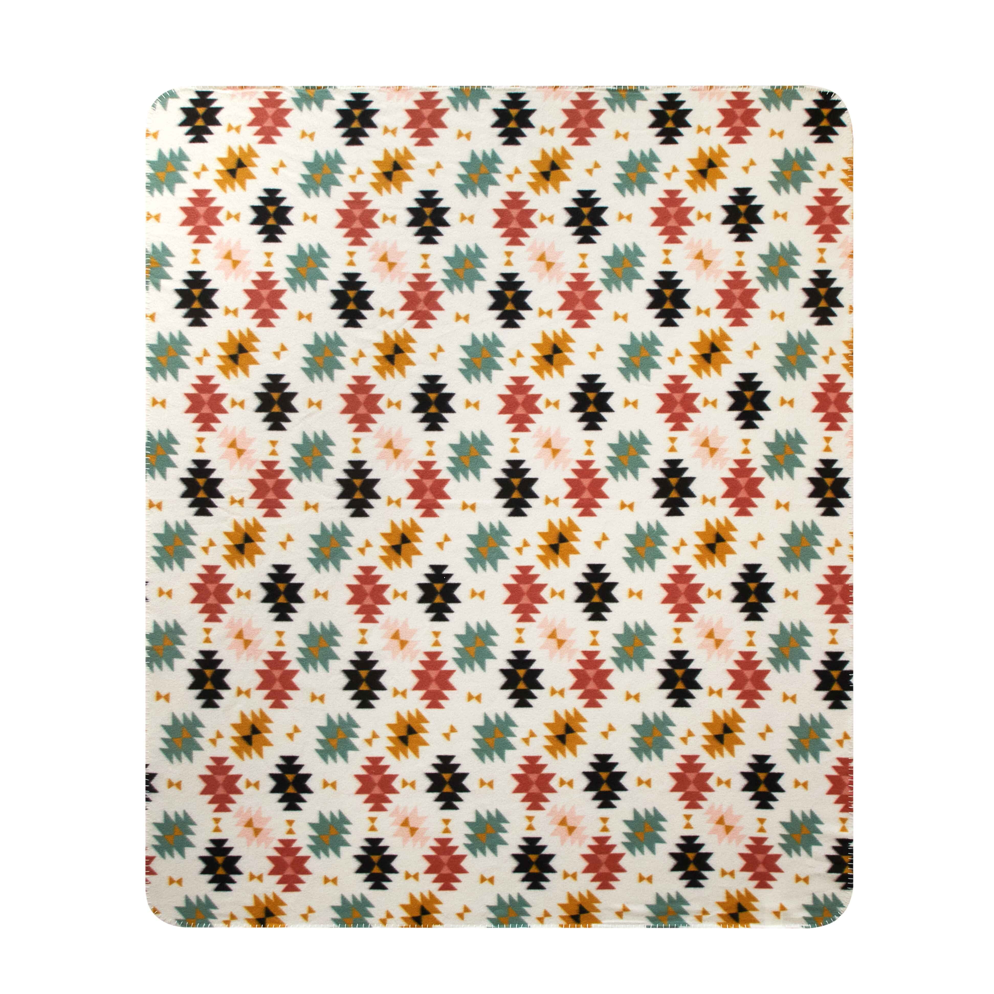 Mainstays Cozy Fleece Throw Blanket, Aztec Geo 50" x 60" All Ages
