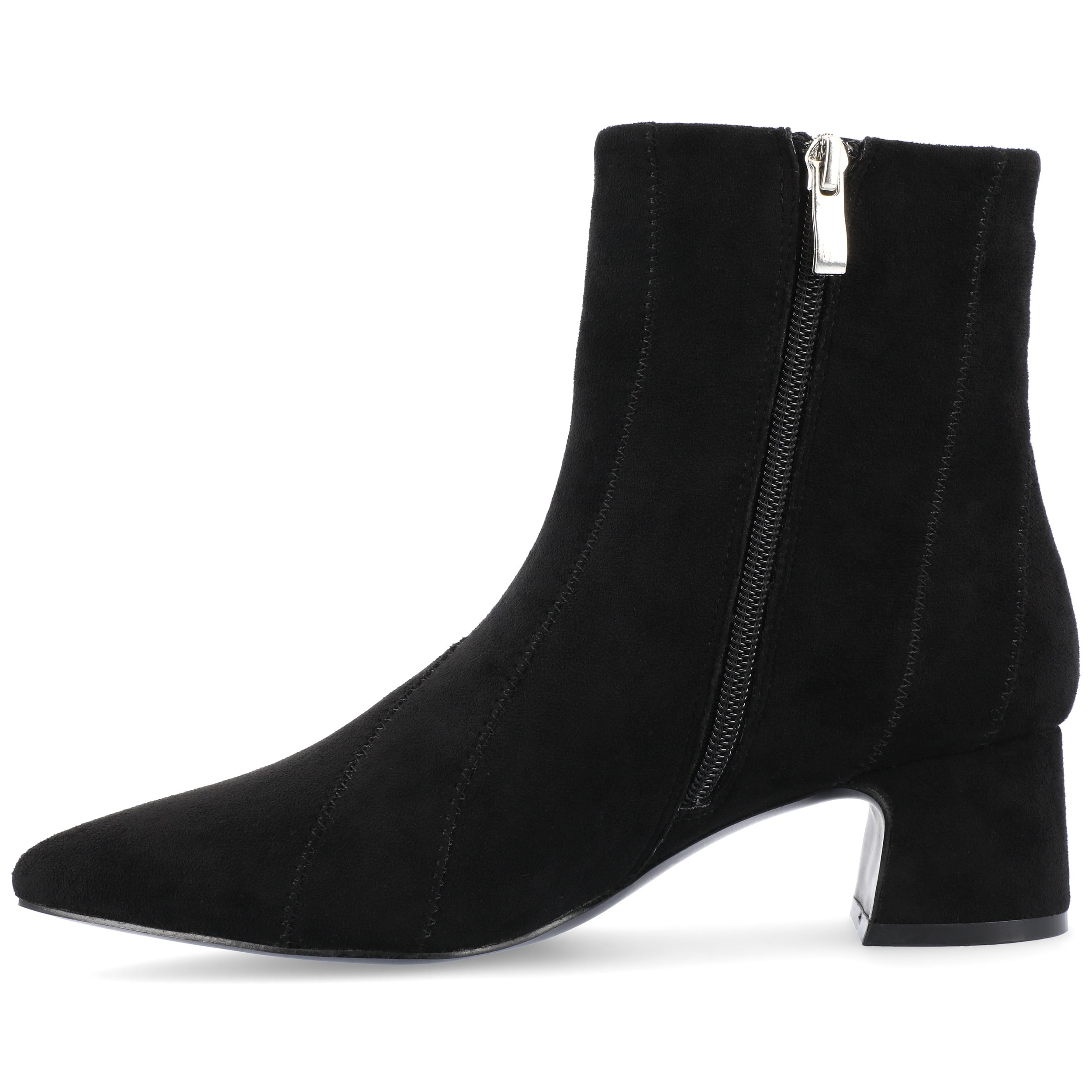 Journee Womens Lusinda Two Tone Block Heel Pointed Toe Booties