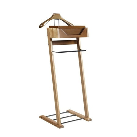 Lighting Hanger - VL17034 Newport Valet, Light Walnut for Tray and Hanger, Natural Color for Body, Chrome Hardware