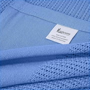 Linteum Textile Hospital Thermal Blanket 66x90 in,100% Cotton 2.5 lb (Blue,Twin) 1 Pack