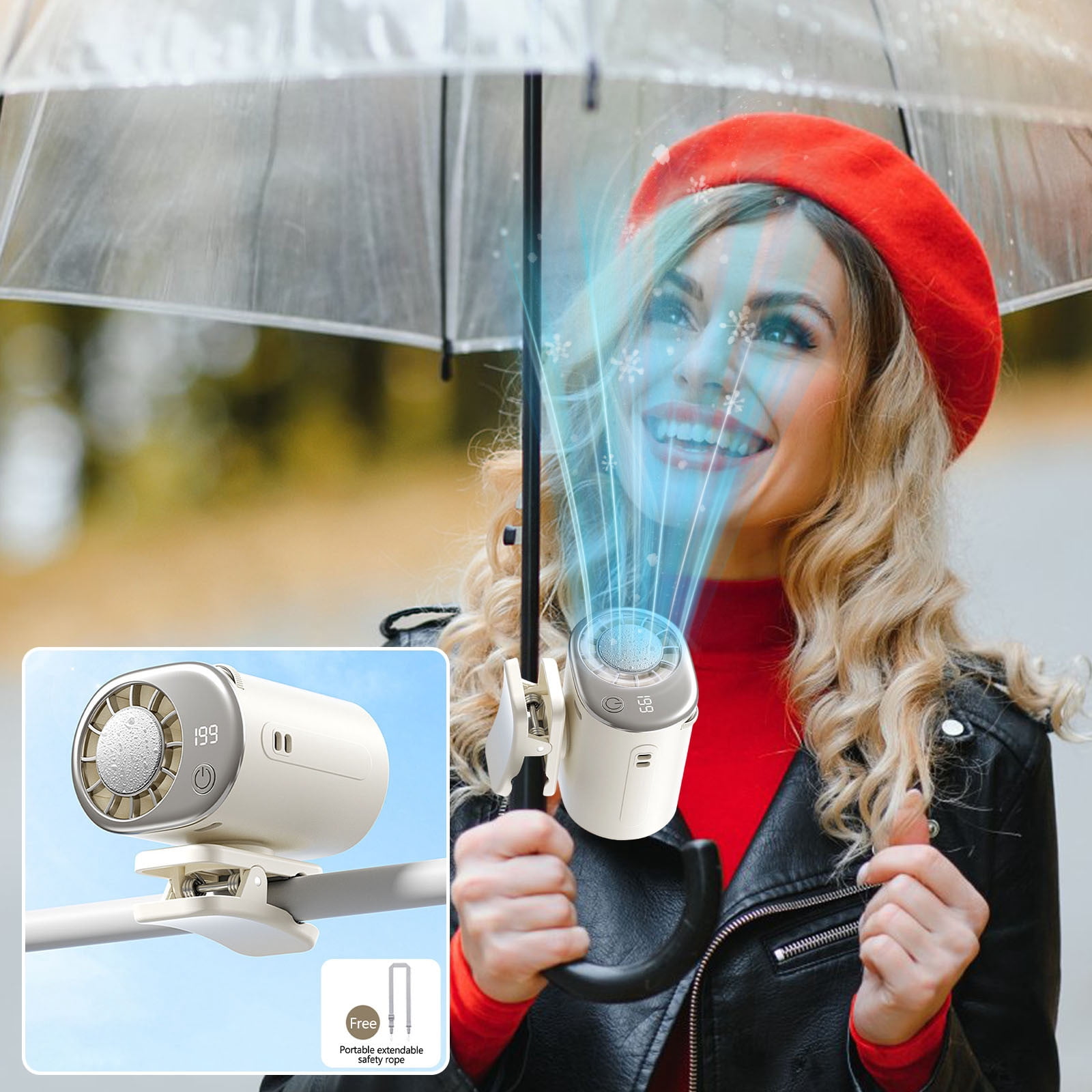 2026 Car Clip On Air Conditioner Fan with 16°C Semiconductor Cooling Chips, 199 Speeds Adjustable & LED Display 360° Rotation, Portable Personal Cooler for Office,Umbrella,Bike,Beach