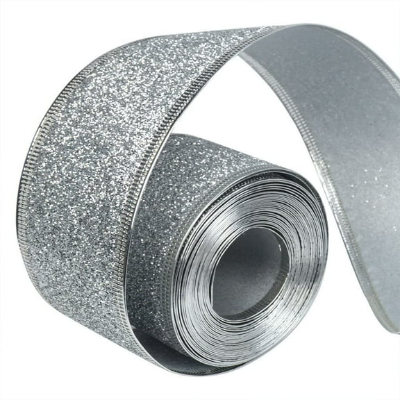 33Ft/10Meters Silver Glitter Christmas Ribbon Wreath Present Wedding Arts Crafts Gift Wrapping