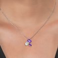 thumbnail image 3 of 925 Silver and 10K Yellow Gold Purple Amethyst and White Opal Pendant Necklace for Women (2.65 Cttw, Oval Checkerboard 8X6MM, 7X5MM and 6X4MM, Gemstone February Birthstone, with 18 inch Chain), 3 of 4