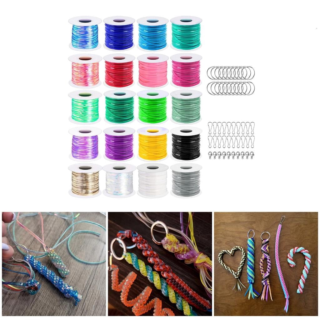 Giaone Lanyard and Bracelet Craft with 20 Colored Plastic Laces and Metal Accessories