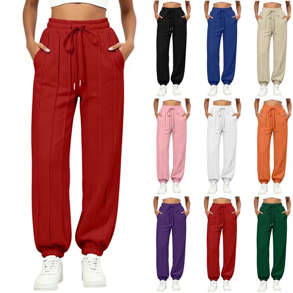 Jogger Pants for Women Elastic Waist Drawstring Joggers Loose Sweatpants With Pockets Casual Track Pant Soft and Comfortable