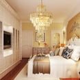 thumbnail image 2 of Modern Crystal Chandelier Light Fixture 4-Light Gold Chandelier Lighting Flush Mount LED Ceiling Light Fixture Hanging Pedant Lighting Fixture for Dining Room Living Room,D15.8"xH21.7", 2 of 8