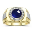 thumbnail image 1 of RYLOS Men's Rings 14K Yellow Gold Ring Cabochon Gemstone & Diamonds Designer Style Sapphire Rings For Men Size 12, 1 of 7