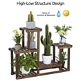 thumbnail image 3 of Yaheetech 4 Tiers Wood Plant Stand Flower Display Stand Carbonized Indoors/Outdoors Ample for 6 Potted Plants Brown, 3 of 14