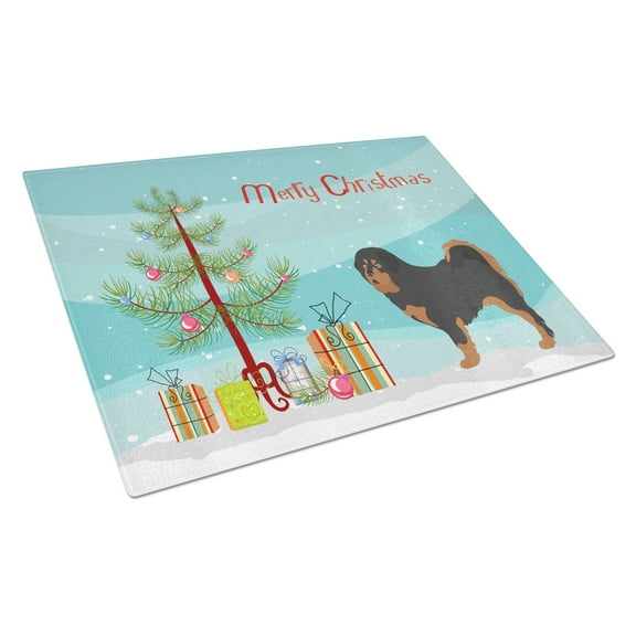 Caroline's Treasures Tibetan Mastiff Christmas Glass Cutting Board Large