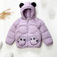 thumbnail image 2 of Toddler Coats For Boys Girls Solid Color Hooded Puffer Jacket Zipper Thicked Warm Padded Coat With Pockets Cute Printed Pattern Snowsuit Fall And Winter Windproof Outwear, 2 of 3